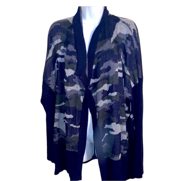 Indigo Threads Camo Navy Cardigan Sweater 1X - Picture 1 of 3